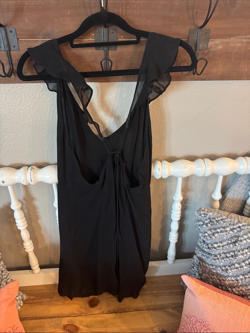 Reformation Black Sheer Ruffle-Shoulder Dress - Picture 2 of 4
